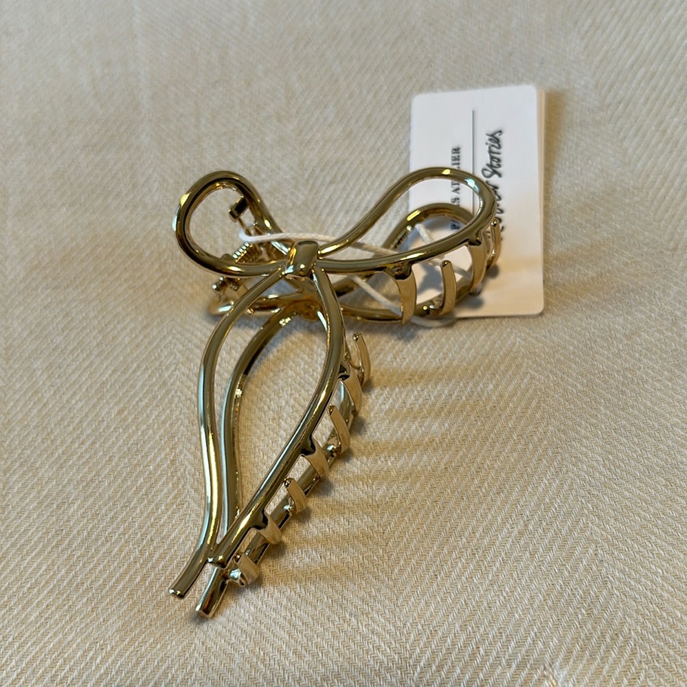Gold Bow Hair Claw Clip